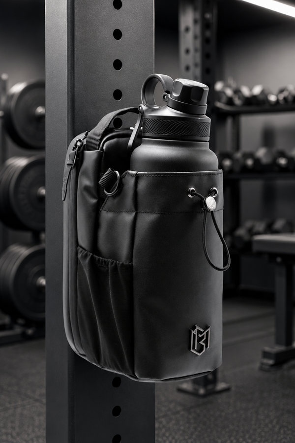 Magnetic Gym Bottle Holder Bag with Storage Pockets and Zippered Compartment